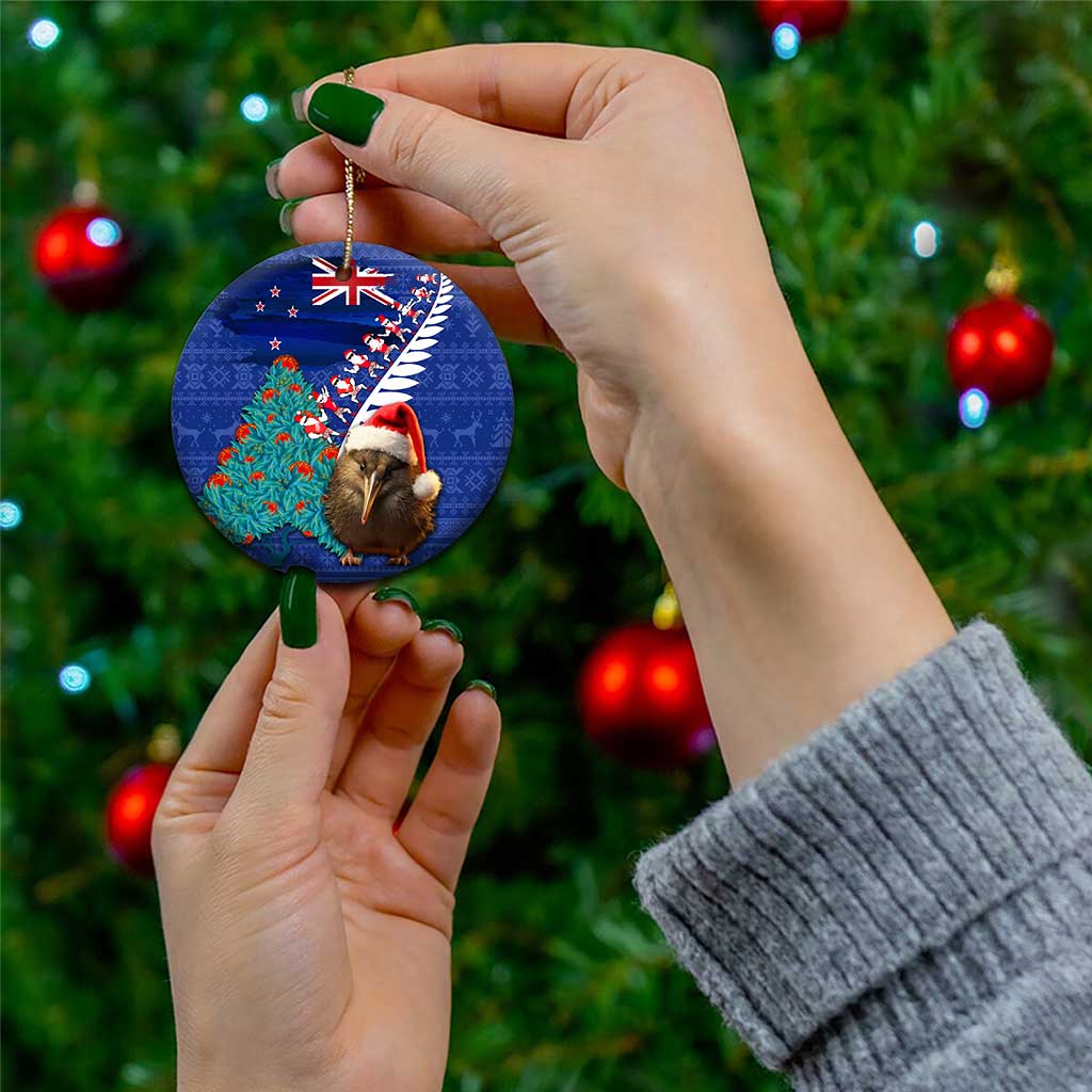 New Zealand Christmas Ceramic Ornament Kiwi Bird Santa and Silver Fern Funny Haka Dance LT03 - Polynesian Pride