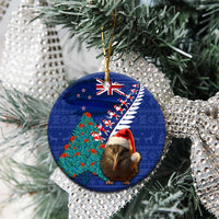 New Zealand Christmas Ceramic Ornament Kiwi Bird Santa and Silver Fern Funny Haka Dance LT03 - Polynesian Pride