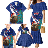 New Zealand Christmas Family Matching Mermaid Dress and Hawaiian Shirt Kiwi Bird Santa and Silver Fern Funny Haka Dance LT03 - Polynesian Pride