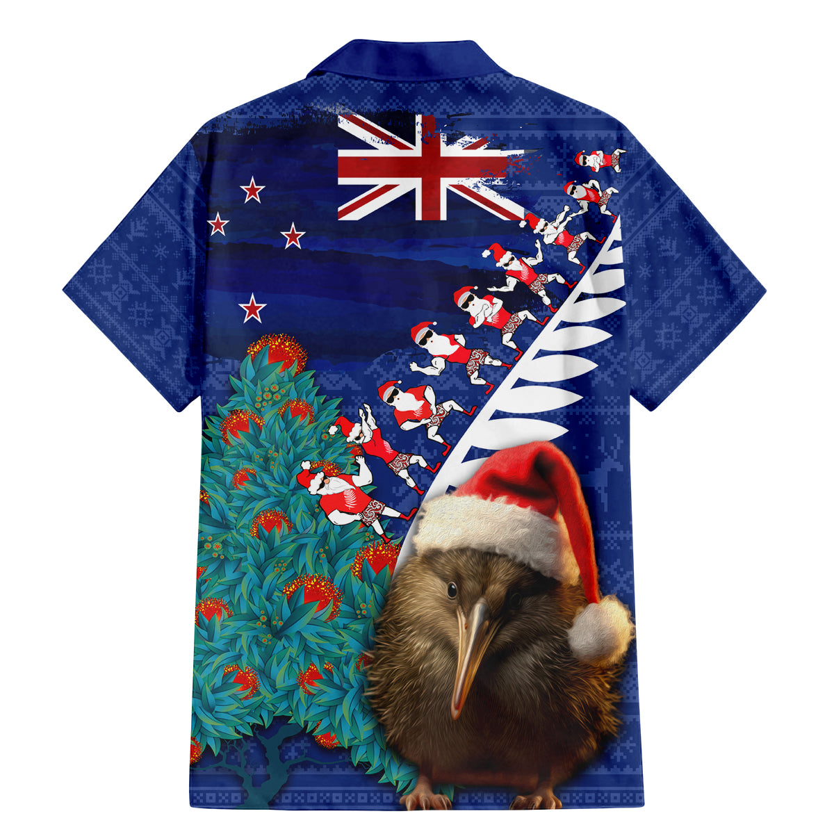 New Zealand Christmas Family Matching Mermaid Dress and Hawaiian Shirt Kiwi Bird Santa and Silver Fern Funny Haka Dance LT03 - Polynesian Pride