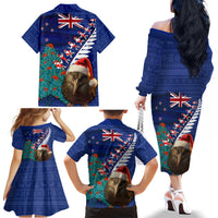 New Zealand Christmas Family Matching Off The Shoulder Long Sleeve Dress and Hawaiian Shirt Kiwi Bird Santa and Silver Fern Funny Haka Dance LT03 - Polynesian Pride