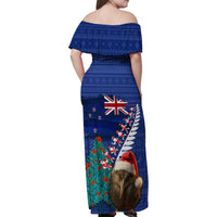 New Zealand Christmas Family Matching Off Shoulder Maxi Dress and Hawaiian Shirt Kiwi Bird Santa and Silver Fern Funny Haka Dance LT03 - Polynesian Pride