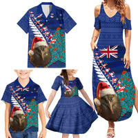 New Zealand Christmas Family Matching Summer Maxi Dress and Hawaiian Shirt Kiwi Bird Santa and Silver Fern Funny Haka Dance LT03 - Polynesian Pride