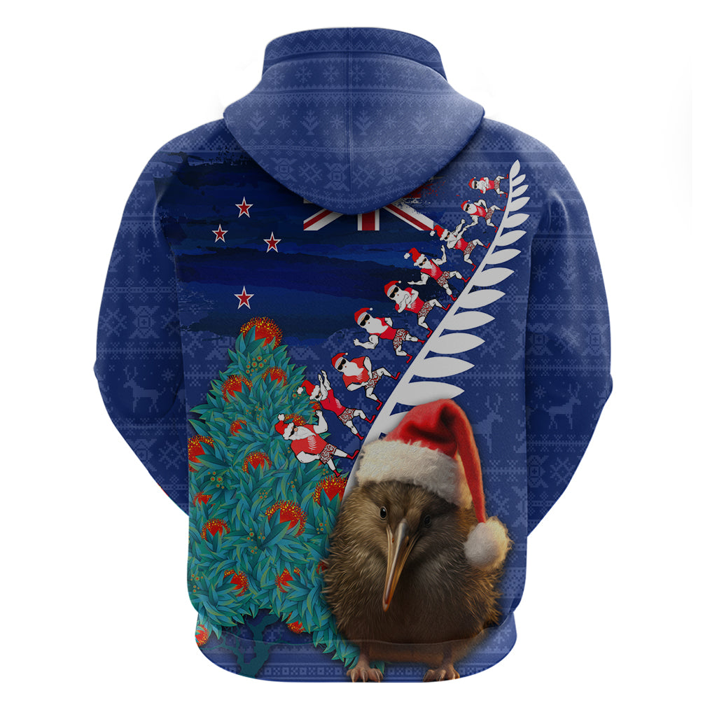 New Zealand Christmas Hoodie Kiwi Bird Santa and Silver Fern Funny Haka Dance LT03 - Polynesian Pride