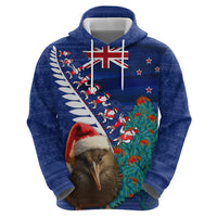 New Zealand Christmas Hoodie Kiwi Bird Santa and Silver Fern Funny Haka Dance LT03 - Polynesian Pride