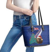New Zealand Christmas Leather Tote Bag Kiwi Bird Santa and Silver Fern Funny Haka Dance LT03 - Polynesian Pride
