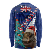 New Zealand Christmas Long Sleeve Shirt Kiwi Bird Santa and Silver Fern Funny Haka Dance LT03 - Polynesian Pride