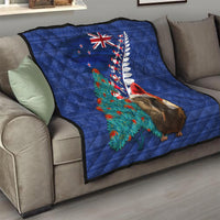 New Zealand Christmas Quilt Kiwi Bird Santa and Silver Fern Funny Haka Dance LT03 - Polynesian Pride
