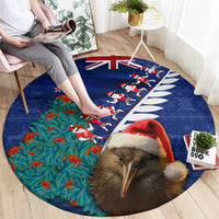 New Zealand Christmas Round Carpet Kiwi Bird Santa and Silver Fern Funny Haka Dance LT03 - Polynesian Pride