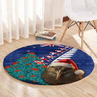 New Zealand Christmas Round Carpet Kiwi Bird Santa and Silver Fern Funny Haka Dance LT03 - Polynesian Pride