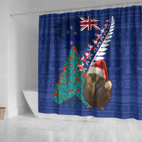 New Zealand Christmas Shower Curtain Kiwi Bird Santa and Silver Fern Funny Haka Dance LT03 - Polynesian Pride