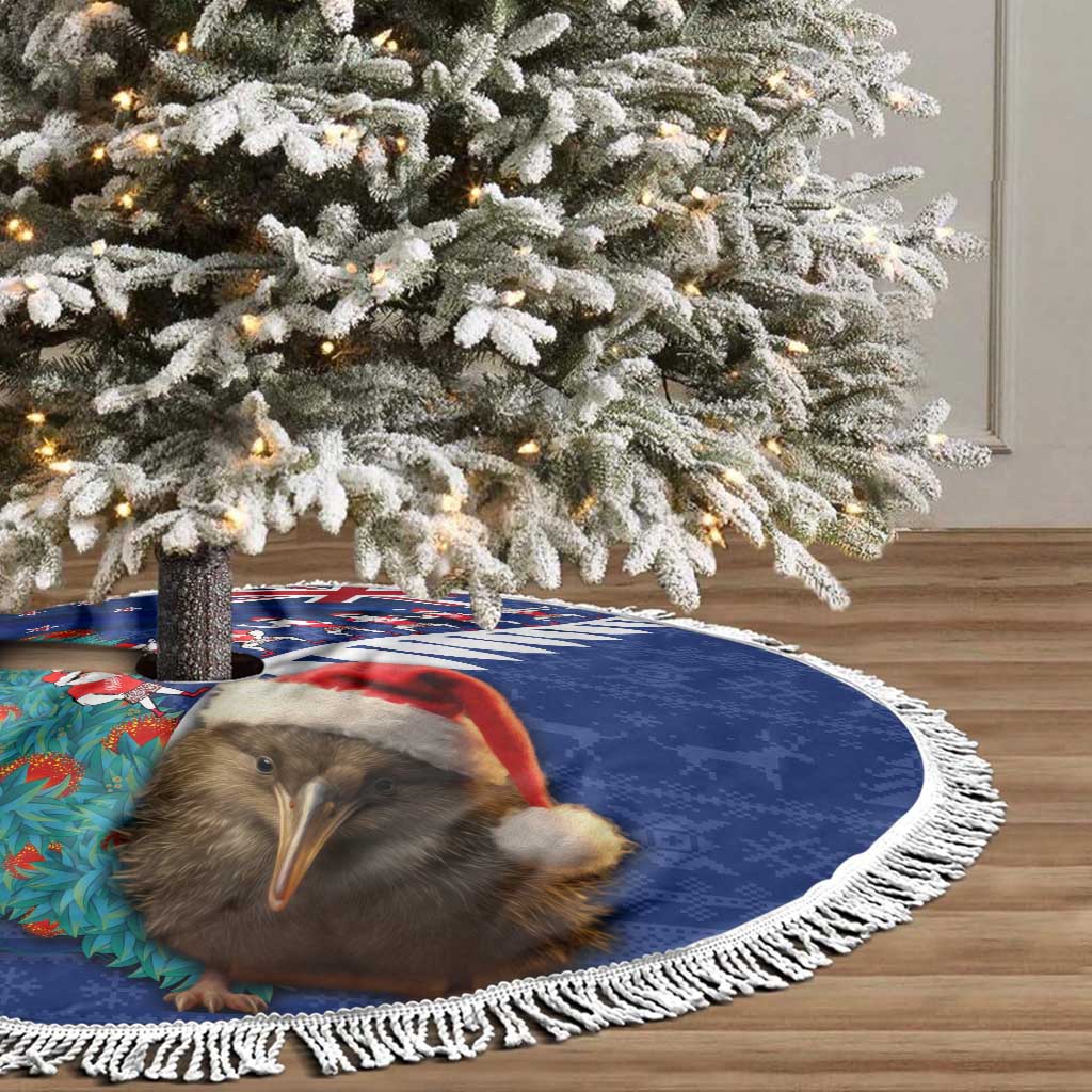 New Zealand Christmas Tree Skirt Kiwi Bird Santa and Silver Fern Funny Haka Dance LT03 - Polynesian Pride