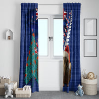 New Zealand Christmas Window Curtain Kiwi Bird Santa and Silver Fern Funny Haka Dance LT03 - Polynesian Pride