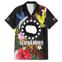 Cook Islands Independence Day Family Matching Long Sleeve Bodycon Dress and Hawaiian Shirt Maroro and Kakaia with Hibiscus Flower Polynesian Pattern LT03 Dad's Shirt - Short Sleeve Black - Polynesian Pride