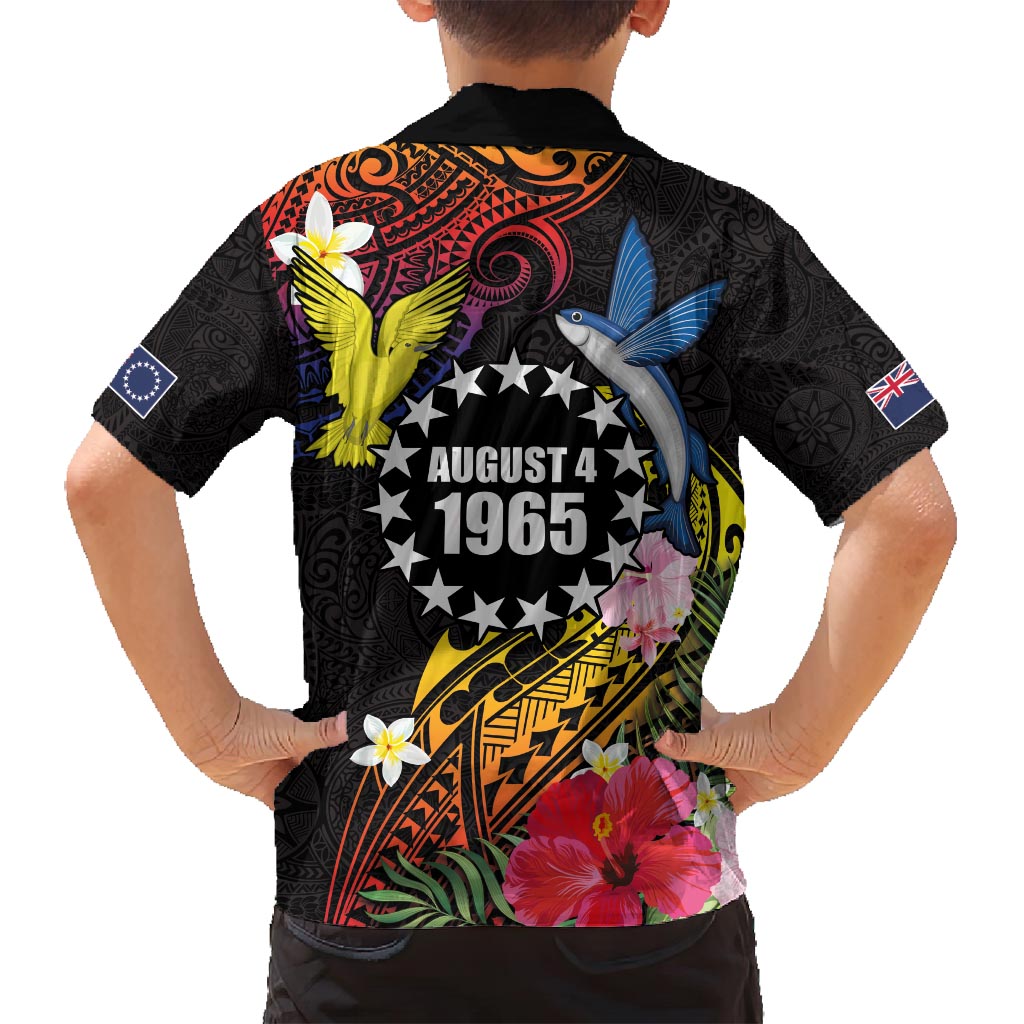 Cook Islands Independence Day Family Matching Off Shoulder Short Dress and Hawaiian Shirt Maroro and Kakaia with Hibiscus Flower Polynesian Pattern LT03 - Polynesian Pride