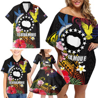 Cook Islands Independence Day Family Matching Off Shoulder Short Dress and Hawaiian Shirt Maroro and Kakaia with Hibiscus Flower Polynesian Pattern LT03 - Polynesian Pride