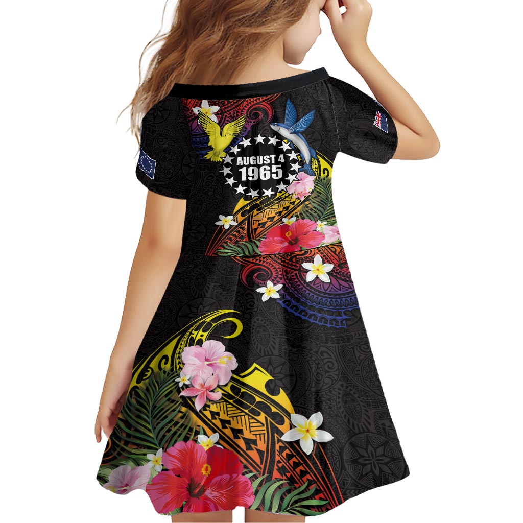 Cook Islands Independence Day Family Matching Short Sleeve Bodycon Dress and Hawaiian Shirt Maroro and Kakaia with Hibiscus Flower Polynesian Pattern LT03 - Polynesian Pride