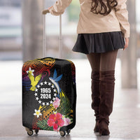 Cook Islands Independence Day Luggage Cover Maroro and Kakaia with Hibiscus Flower Polynesian Pattern
