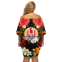 French Polynesia Bastille Day Family Matching Off Shoulder Short Dress and Hawaiian Shirt Tiare Flower and National Seal Polynesian Pattern LT03 - Polynesian Pride