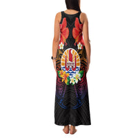 French Polynesia Bastille Day Family Matching Tank Maxi Dress and Hawaiian Shirt Tiare Flower and National Seal Polynesian Pattern LT03 - Polynesian Pride