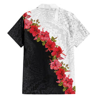 Hawaii Red Hibiscus Flowers Hawaiian Shirt Polynesian Pattern With Half Black White Version LT03 - Polynesian Pride