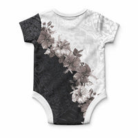 Hawaii Grayscale Hibiscus Flowers Baby Onesie