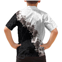 Hawaii Grayscale Hibiscus Flowers Family Matching Mermaid Dress and Hawaiian Shirt Polynesian Pattern With Half Black White Version LT03 - Polynesian Pride