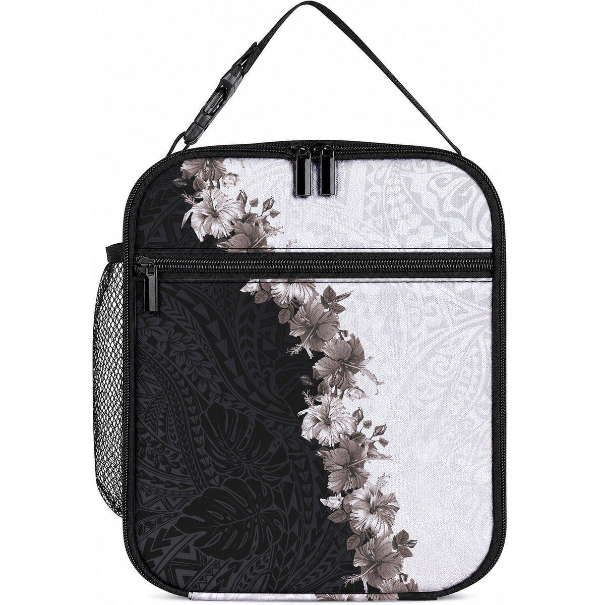 Hawaii Grayscale Hibiscus Flowers Lunch Bag