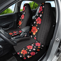 Hawaii Hibiscus and Plumeria Flowers Car Seat Cover Tapa Tribal Pattern Half Style Colorful Mode LT03 - Polynesian Pride