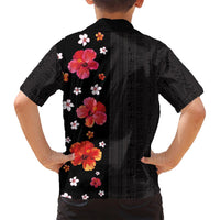 Hawaii Hibiscus and Plumeria Flowers Family Matching Off Shoulder Maxi Dress and Hawaiian Shirt Tapa Tribal Pattern Half Style Colorful Mode LT03 - Polynesian Pride