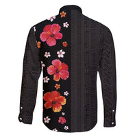 Hawaii Hibiscus and Plumeria Flowers Family Matching Off Shoulder Maxi Dress and Hawaiian Shirt Tapa Tribal Pattern Half Style Colorful Mode LT03 - Polynesian Pride