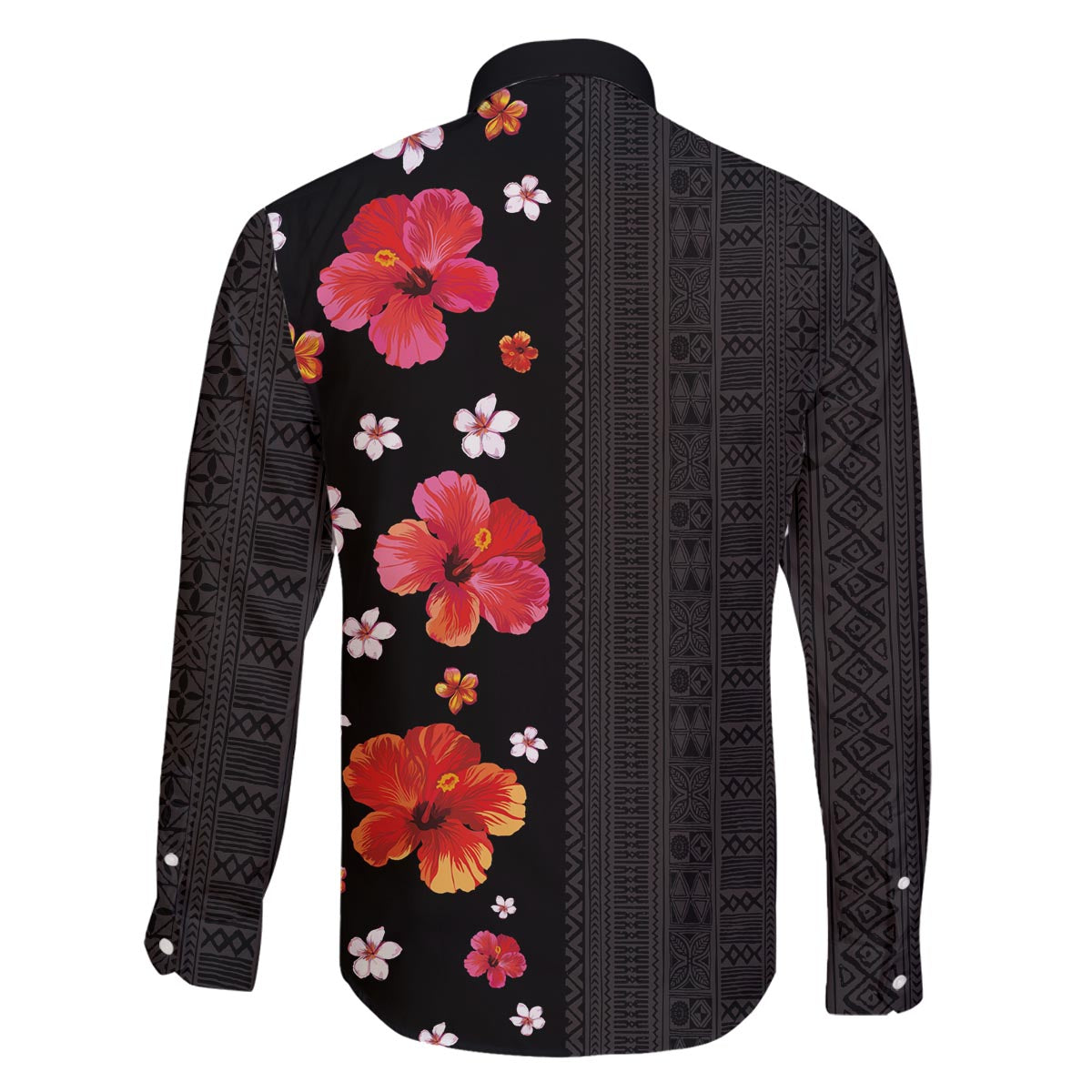 Hawaii Hibiscus and Plumeria Flowers Family Matching Puletasi and Hawaiian Shirt Tapa Tribal Pattern Half Style Colorful Mode LT03 - Polynesian Pride