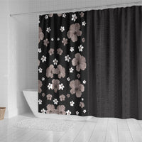 Hawaii Hibiscus and Plumeria Flowers Shower Curtain Tapa Tribal Pattern Half Style Grayscale Mode LT03 - Polynesian Pride