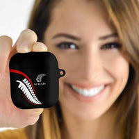 New Zealand Rugby AirPods Case Sporty Silver Fern Shape with Maori Tattoos LT03 Black - Polynesian Pride