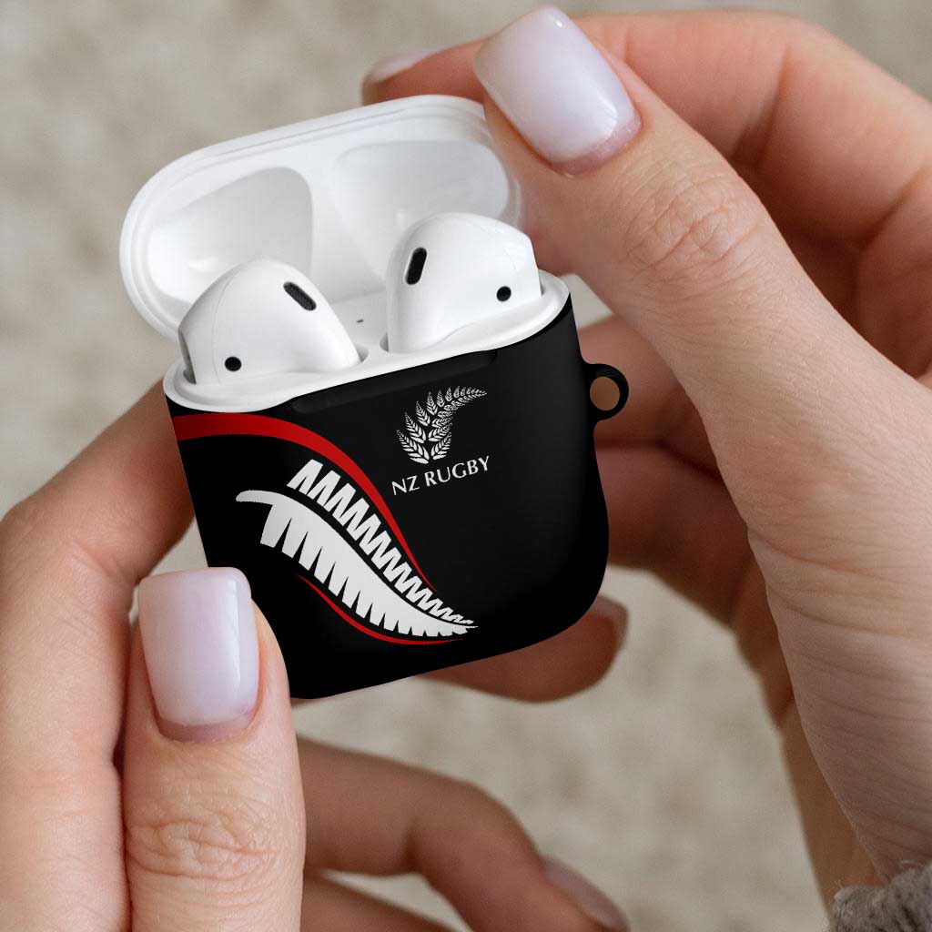 New Zealand Rugby AirPods Case Sporty Silver Fern Shape with Maori Tattoos LT03 - Polynesian Pride
