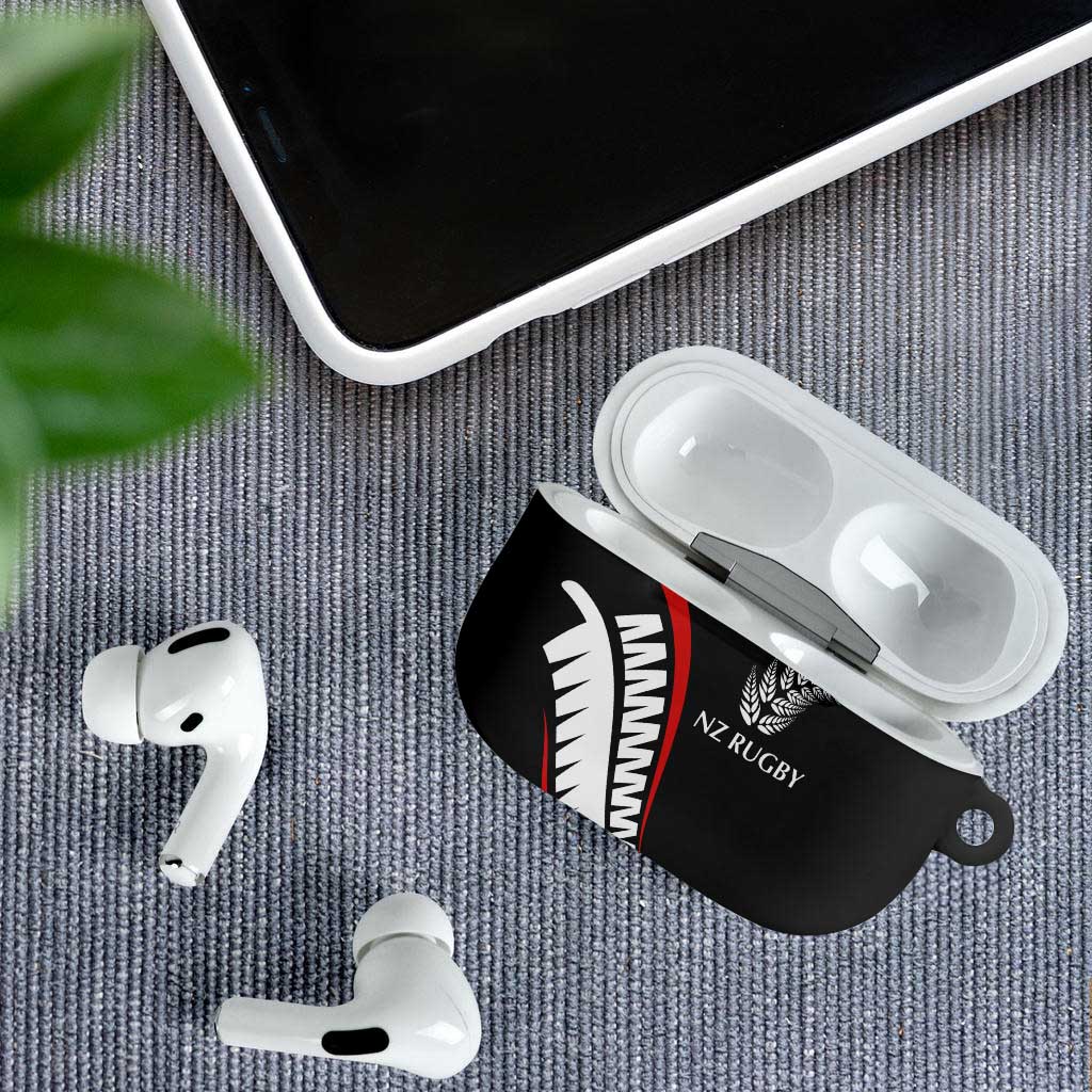 New Zealand Rugby AirPods Case Sporty Silver Fern Shape with Maori Tattoos LT03 - Polynesian Pride