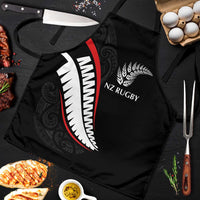 New Zealand Rugby Apron Sporty Silver Fern Shape with Maori Tattoos LT03 Black - Polynesian Pride
