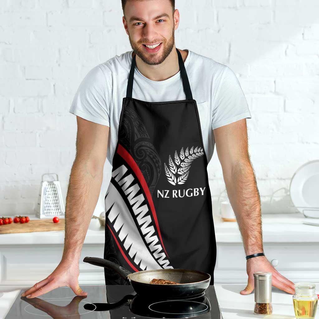New Zealand Rugby Apron Sporty Silver Fern Shape with Maori Tattoos LT03 - Polynesian Pride