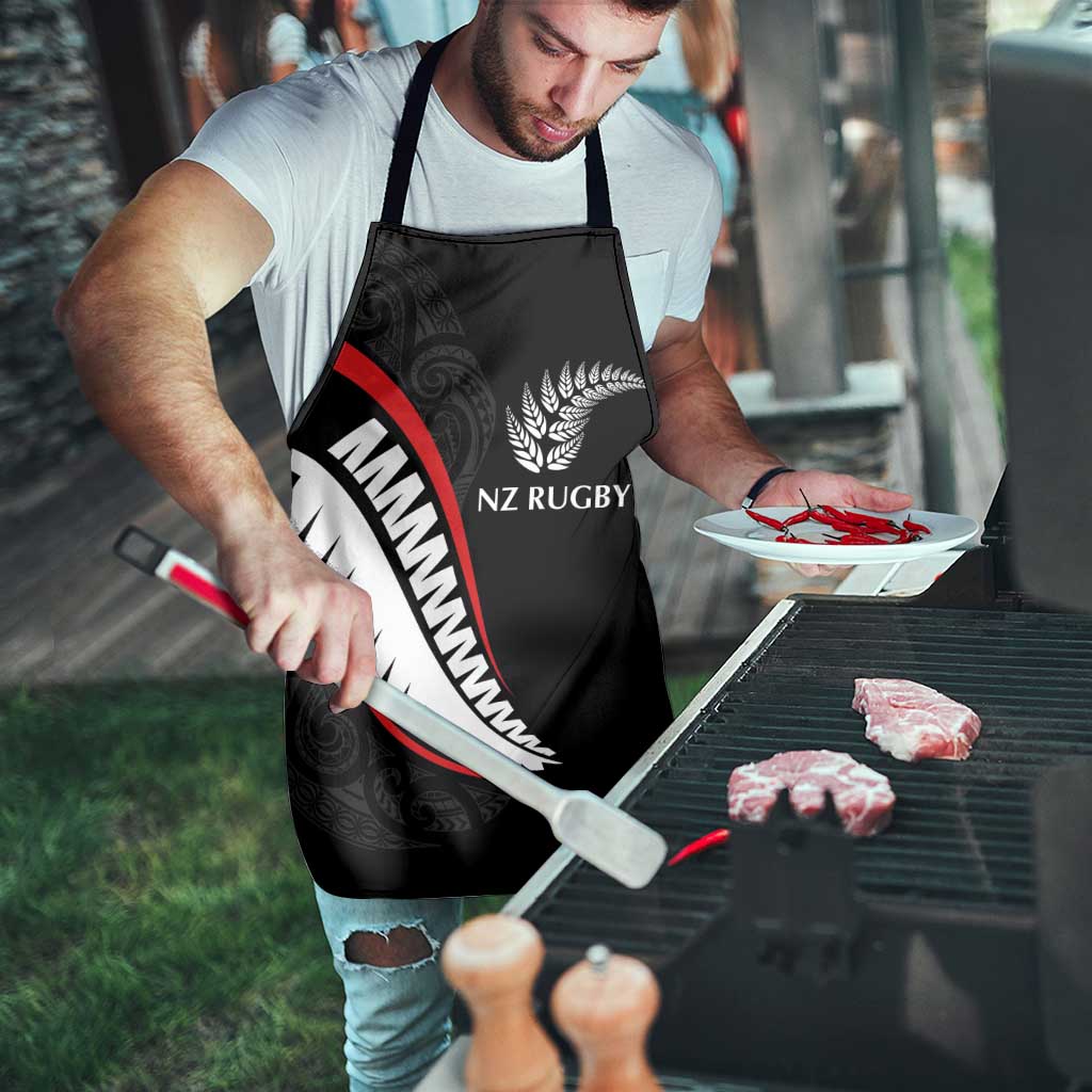 New Zealand Rugby Apron Sporty Silver Fern Shape with Maori Tattoos LT03 - Polynesian Pride