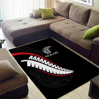 New Zealand Rugby Area Rug Sporty Silver Fern Shape with Maori Tattoos LT03 - Polynesian Pride
