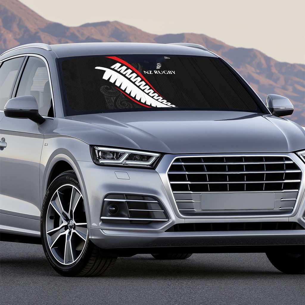 New Zealand Rugby Auto Sun Shade Sporty Silver Fern Shape with Maori Tattoos LT03 - Polynesian Pride