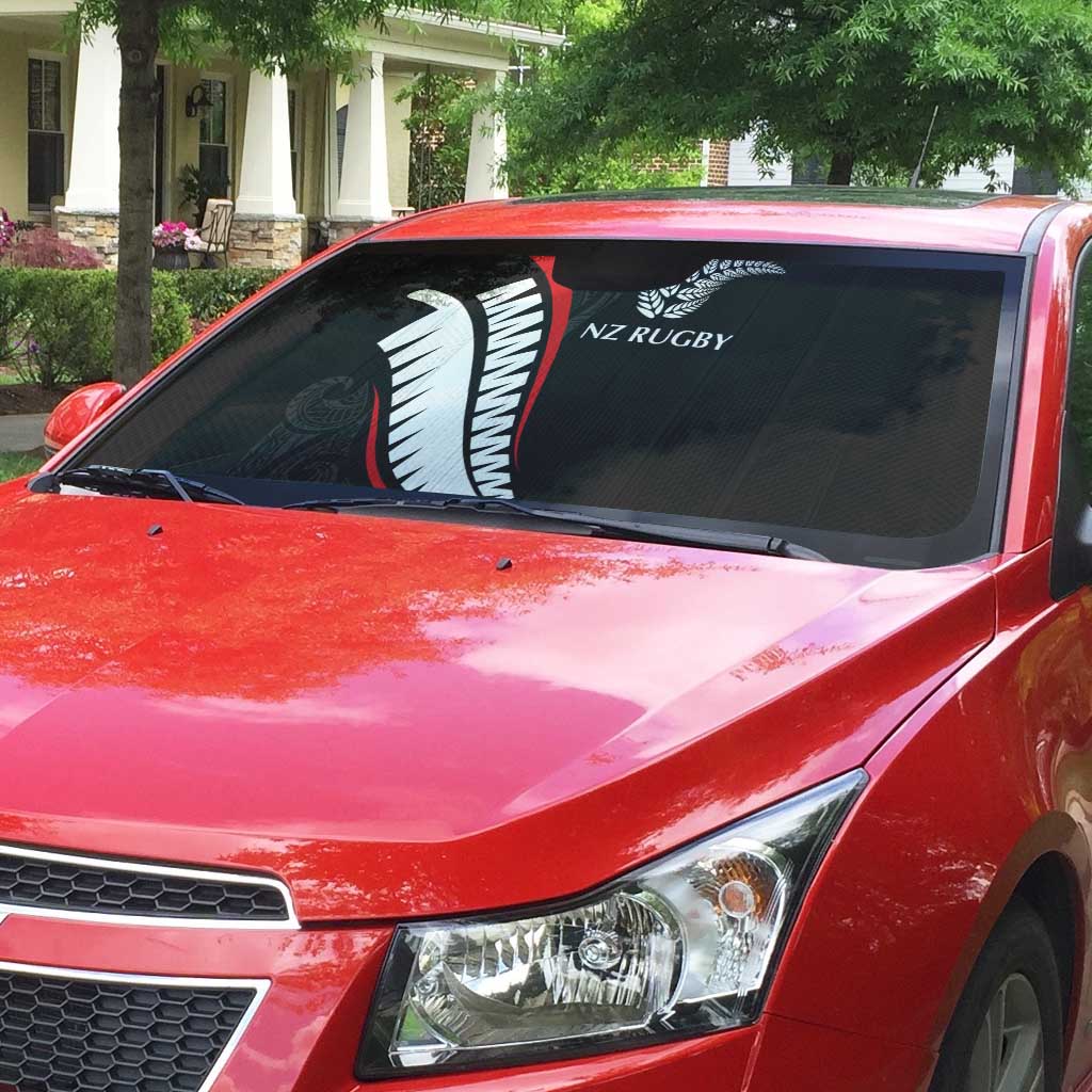 New Zealand Rugby Auto Sun Shade Sporty Silver Fern Shape with Maori Tattoos LT03 - Polynesian Pride