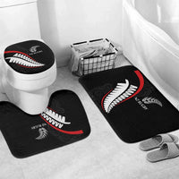 New Zealand Rugby Bathroom Set Sporty Silver Fern Shape with Maori Tattoos LT03 Mat Set Only (3 pcs) One Size Black - Polynesian Pride