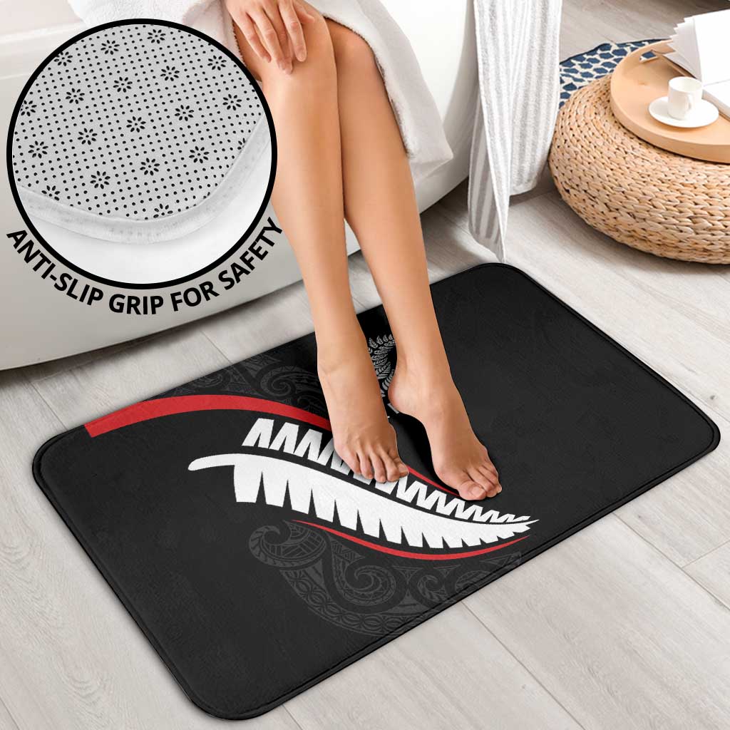 New Zealand Rugby Bathroom Set Sporty Silver Fern Shape with Maori Tattoos LT03 - Polynesian Pride