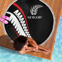 New Zealand Rugby Beach Blanket Sporty Silver Fern Shape with Maori Tattoos LT03 - Polynesian Pride
