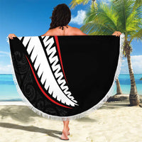 New Zealand Rugby Beach Blanket Sporty Silver Fern Shape with Maori Tattoos LT03 - Polynesian Pride