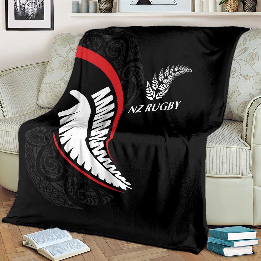 New Zealand Rugby Blanket Sporty Silver Fern Shape with Maori Tattoos LT03 - Polynesian Pride
