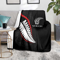 New Zealand Rugby Blanket Sporty Silver Fern Shape with Maori Tattoos LT03 - Polynesian Pride