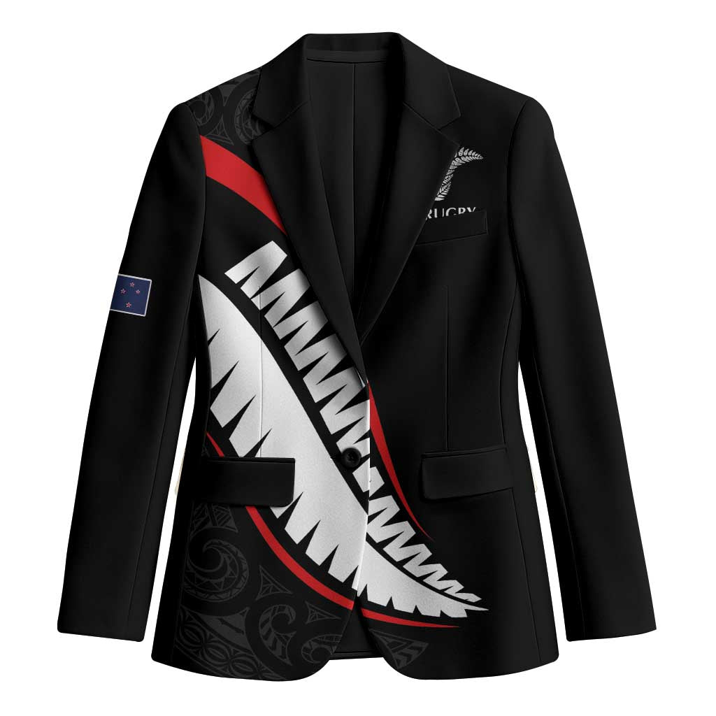 New Zealand Rugby Custom Blazer Sporty Silver Fern Shape with Maori Tattoos LT03 Unisex Black - Polynesian Pride