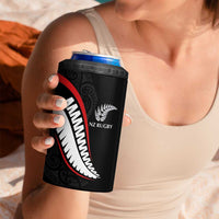 New Zealand Rugby Custom 4 in 1 Can Cooler Tumbler Sporty Silver Fern Shape with Maori Tattoos LT03 - Polynesian Pride